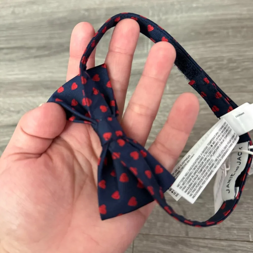 NWT Janie & Jack Blue Red Heart Bow Tie Special Occassion Boy Size 2 - 3